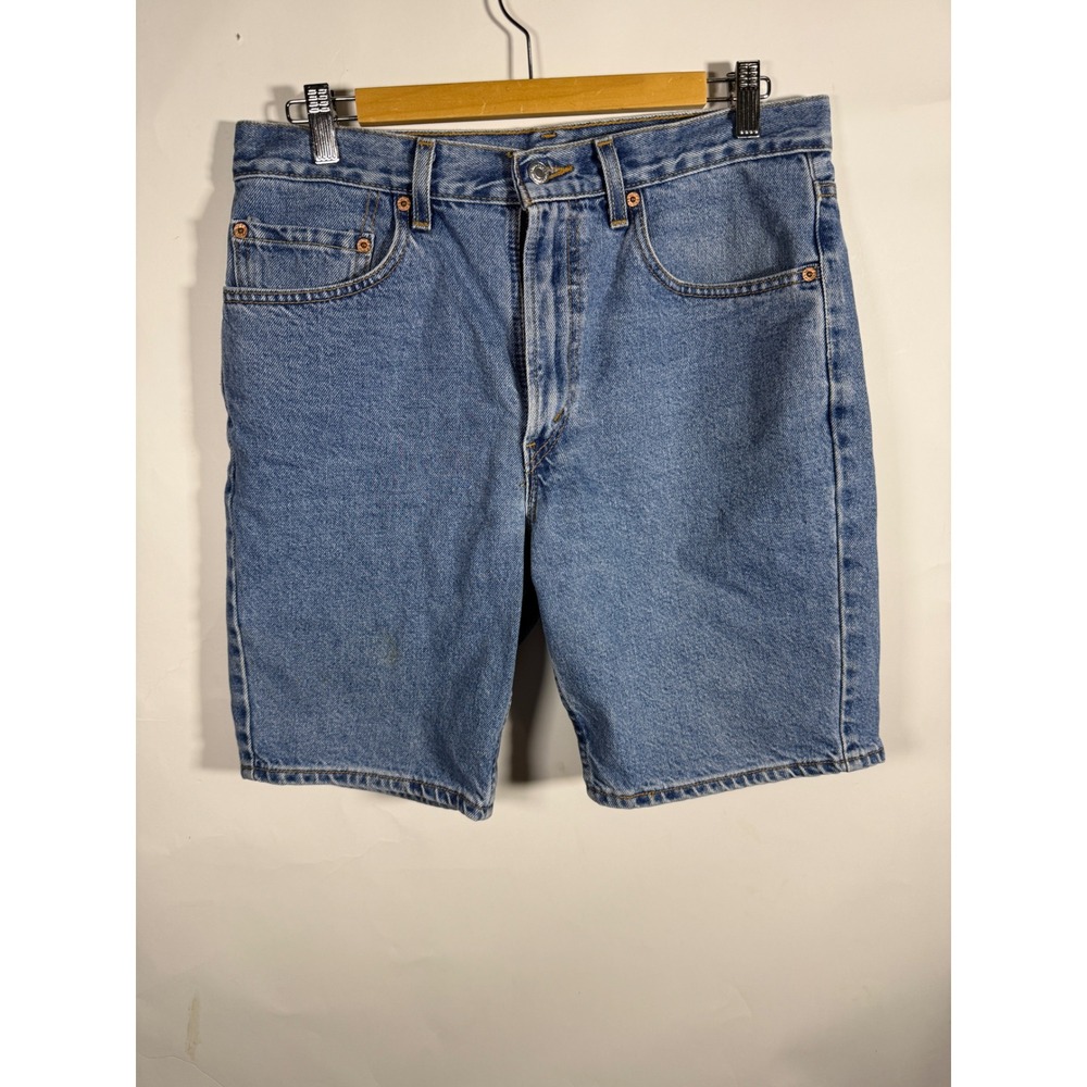 Levis 505 Regular Fit Denim Shorts Mens 33 Blue Medium Wash Made in USA Cotton